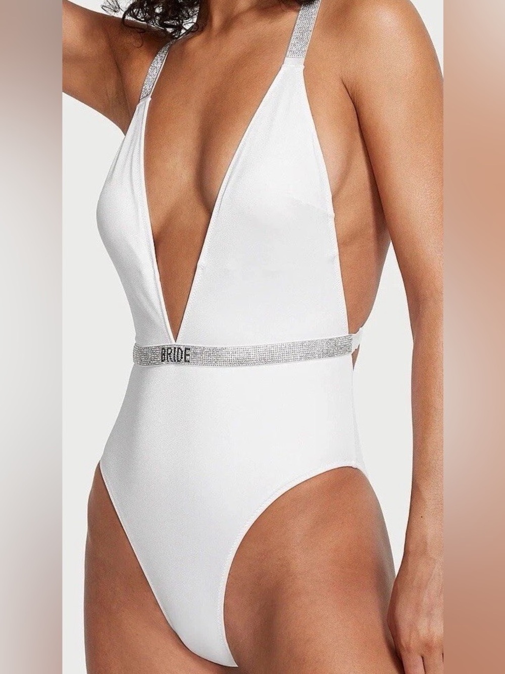 VICTORIAS SECRET BRIDE RHINESTONE WHITE SWIMSUIT MEDIUM